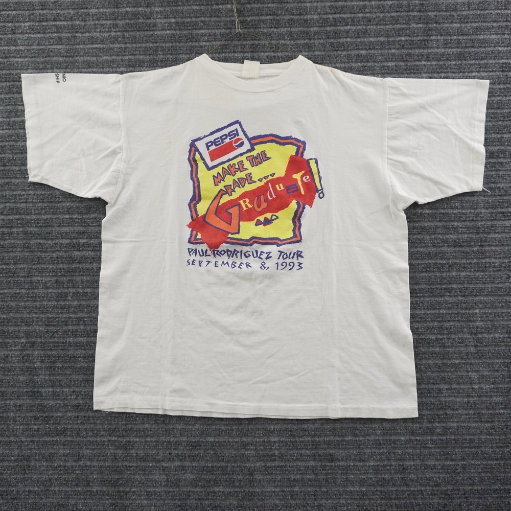 Vintage 90s Pepsi T-Shirt Mens XL White Paul Rodriguez Tour 1993 Graphic Tee